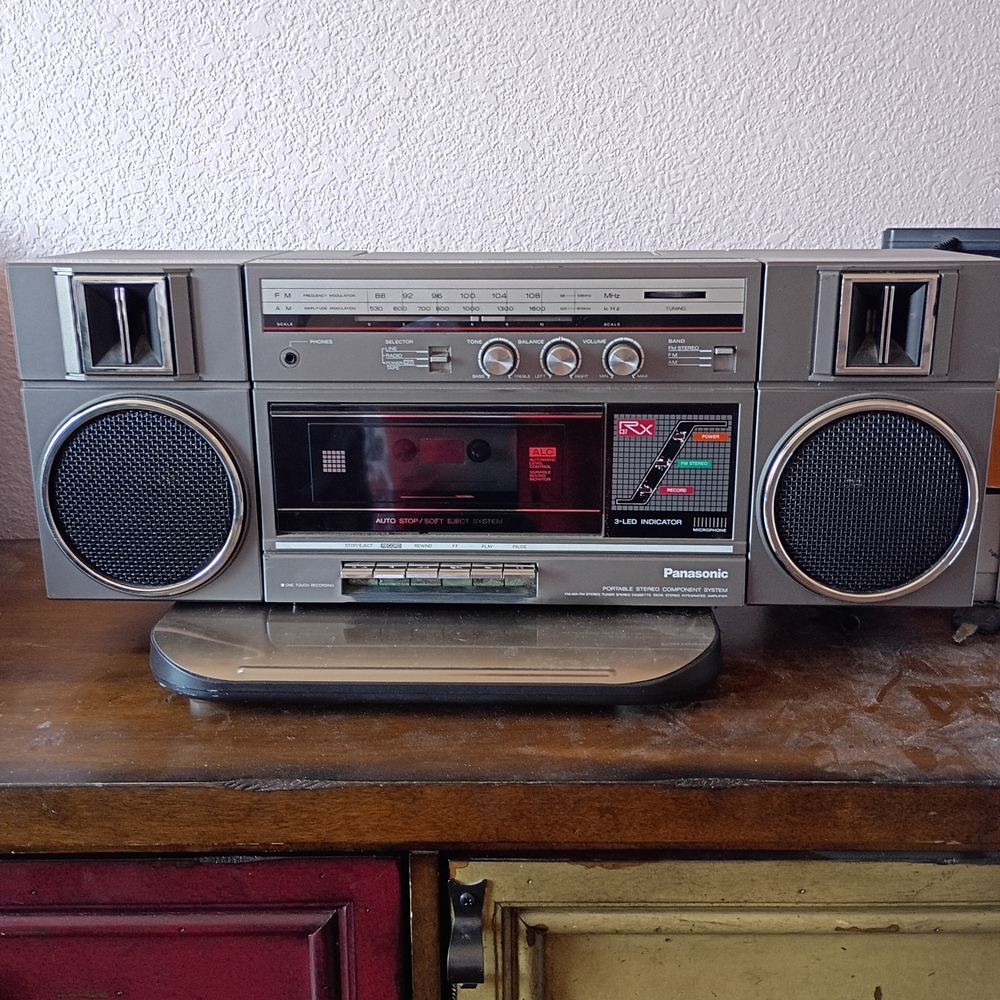 Vintage 1980's Panasonic Silver Boombox with Black Speakers